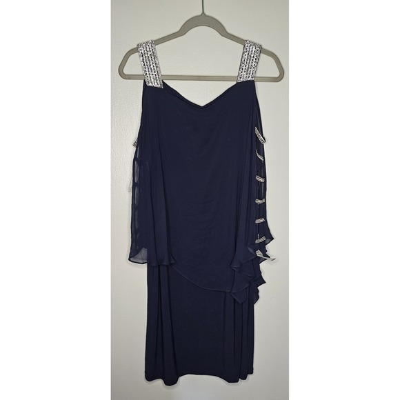 MSK 3/4 Sleeve Cold-Shoulder Rhinestone Embellished Sheath Dress Size 3X NWT - Picture 2 of 10